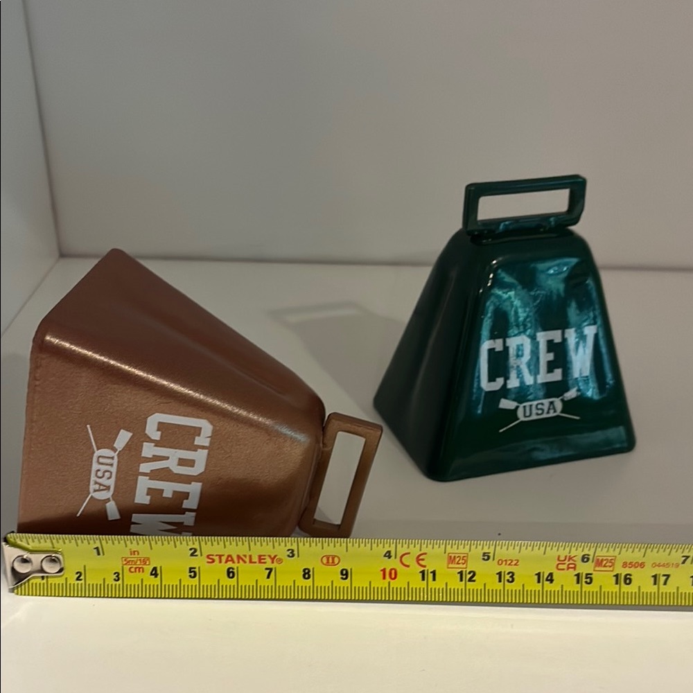 One green one brown Crew (Rowing) USA Cowbell